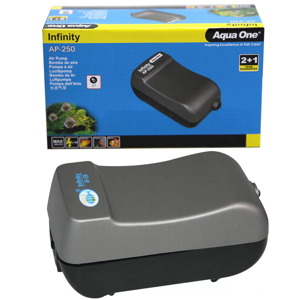 Aqua One Infinity Single Outlet Air Pump With Airline Kit - AP250 - 100L/hr