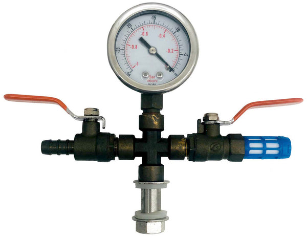 Tri-Valve with Pressure Gauge for Stainless Steel & Pyrex Vacuum Chamber Kits