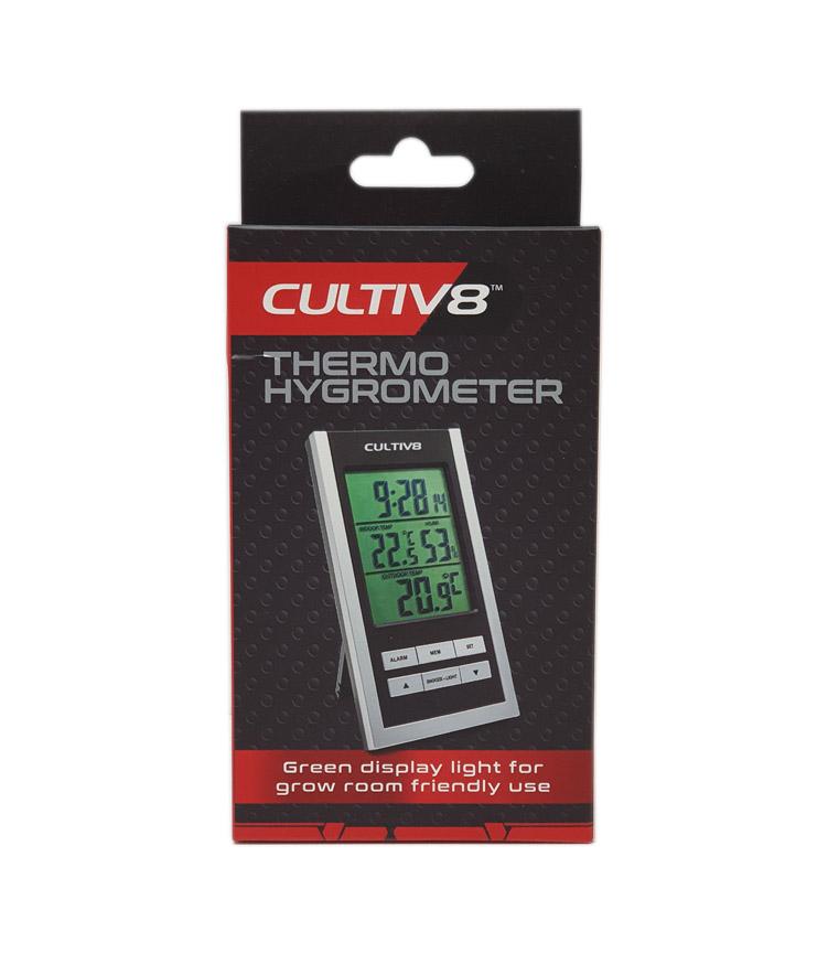 Cultiv8 Thermometer - Hygrometer  + Clock In / Outdoor