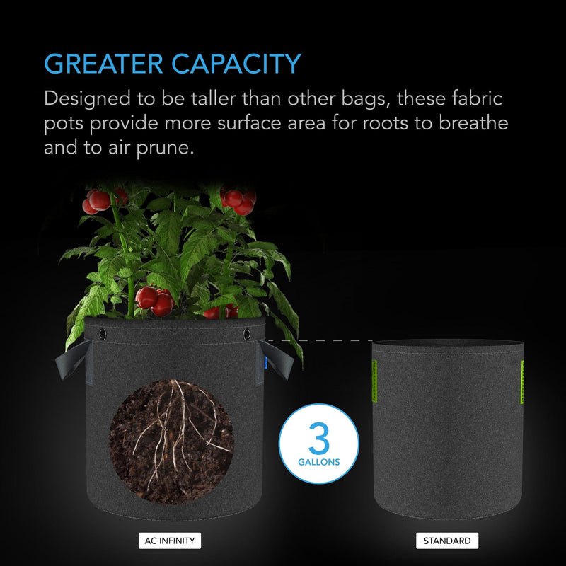 AC Infinity Heavy Duty Fabric Pots, 3 Gallon - 5 pack