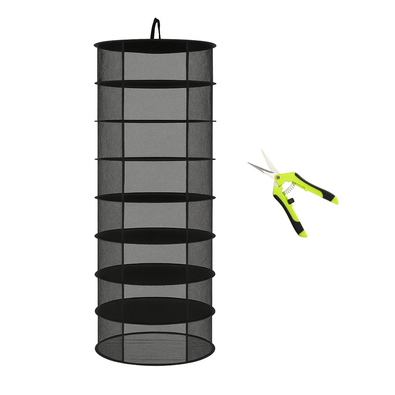 8-Layer Heavy Duty Hanging Drying & Curing Rack with Snips – Collapsible Mesh Herb & Flower Dryer