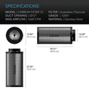 AC Infinity Carbon Filter, Australian Charcoal - 12 Inch | 300mm