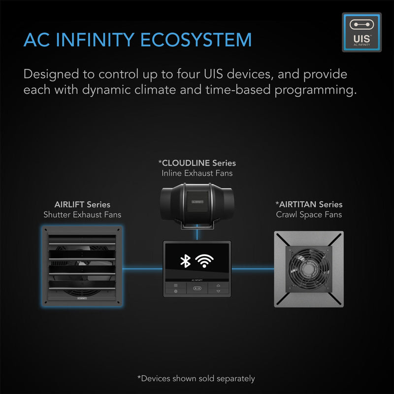 AC Infinity Airlift T10 Shutter Exhaust Ventilation Fan 10" Temperature & Humidity Controller 69 PRO
