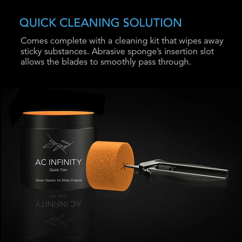 AC Infinity Stainless Steel Pruning Shear With Cleaning Kit, Ergonomic Lightweight - 6.6” Straight Blades
