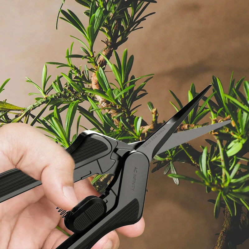 AC Infinity Stainless Steel Pruning Shear With Cleaning Kit, Ergonomic Lightweight - 6.6” Straight Blades