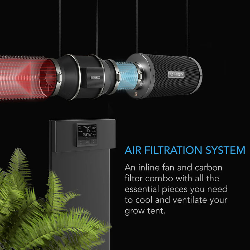 AC Infinity T8 Air Filtration Kit Pro 8 Inch - 200 MM, Inline Fan with Controller 69PRO, Carbon Filter and Ducting Combo