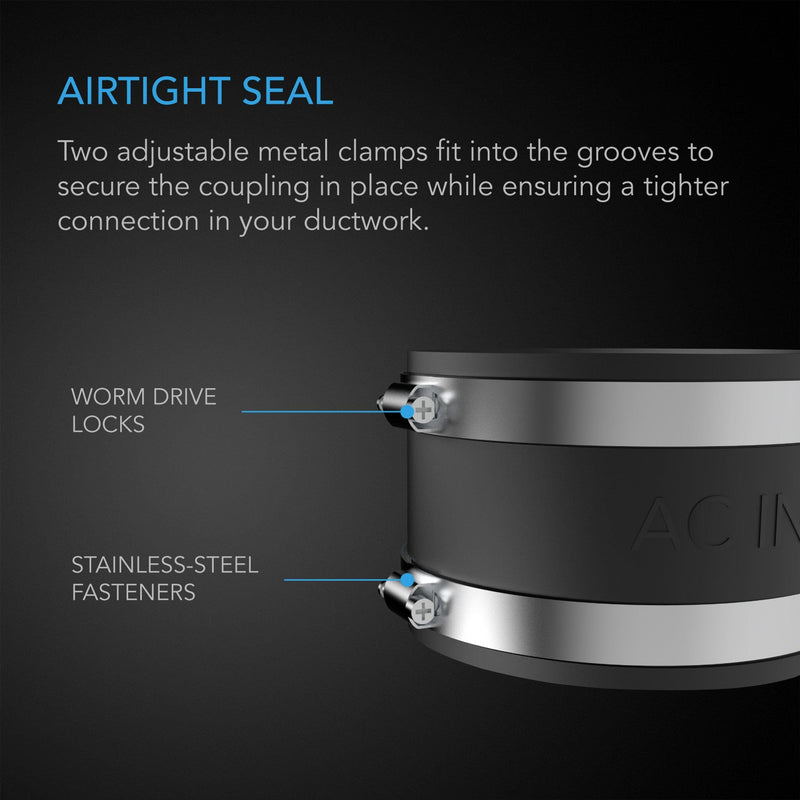 AC Infinity Noise Reduction Clamp, Duct Coupler With Stainless Steel Clamps - 4 inch | 100mm