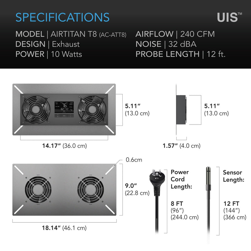 AC Infinity AIR TITAN T8 Crawl Space & Basement Ventilator Fan, WiFi-Integrated Controls IP-55 Rated, Exhaust