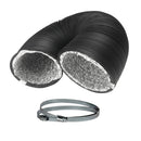 Black PVC Coated Ducting & Clamps | Fan & Filter & Ventilation Duct - 150mm x 6m Long