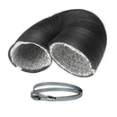Black PVC Coated Ducting & Clamps | Fan & Filter & Ventilation Duct - 200mm x 6m Long