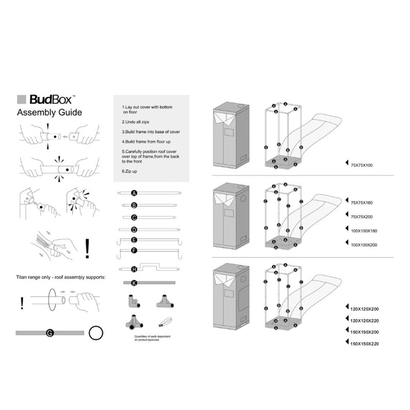 Budbox Pro White Grow Tent - 75x75x100cm