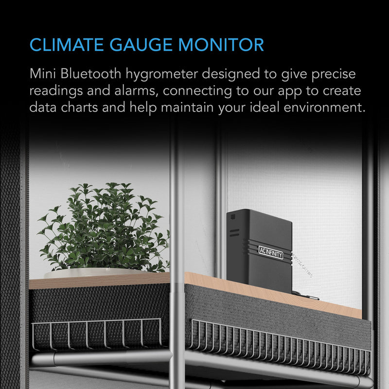 AC Infinity Cloudcom A1 Mini Smart Thermo-Hygrometer With Data App, 12 ft Sensor Probe