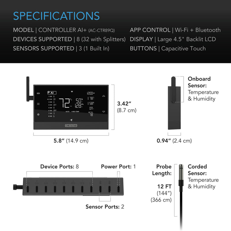 AC Infinity Controller AI+ Environmental Controller, AI-Powered Learning & Dynamic Level Adjusting for UIS, Dual Zone Control