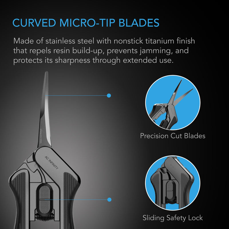Stainless Steel Curved Pruning Shear Ergonomic Lightweight, 6.6” Curved Blades