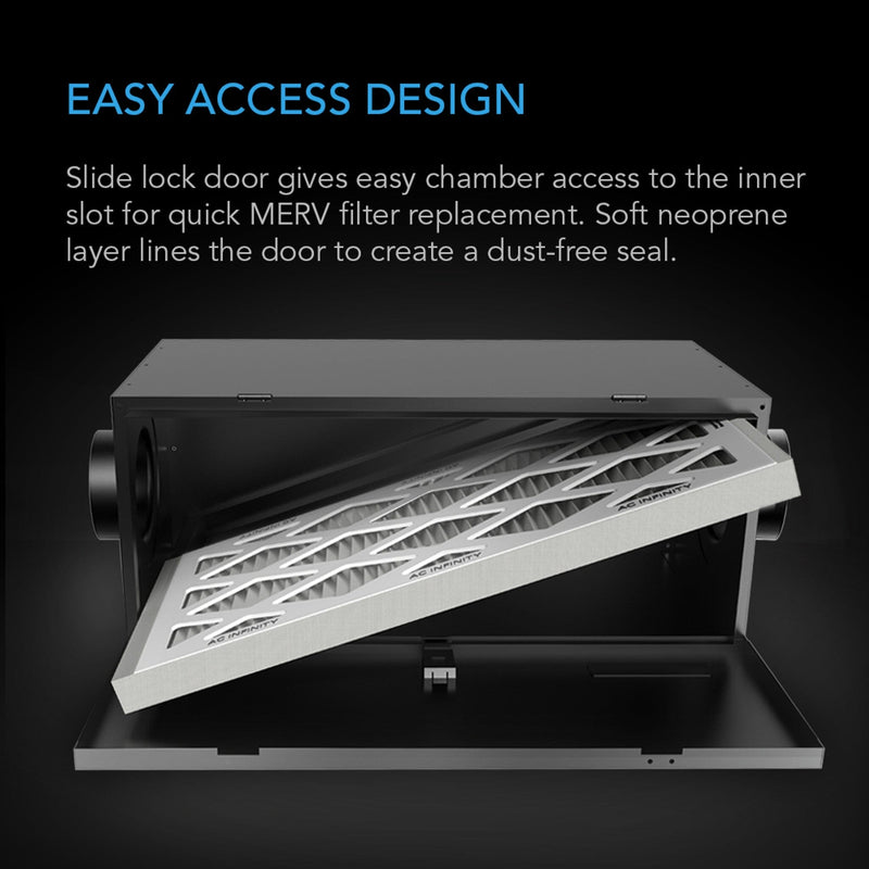 AC Infinity Air Filter Box With High Efficacy Filter - 200mm | 8inch