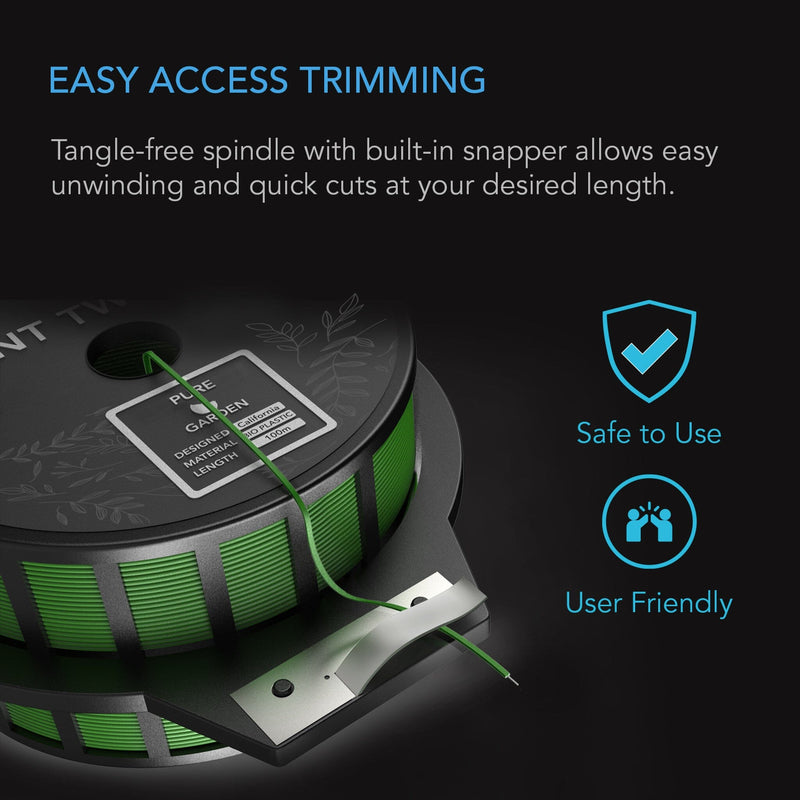 AC Infinity Green Twist Ties With Built-In Cutter - 100m