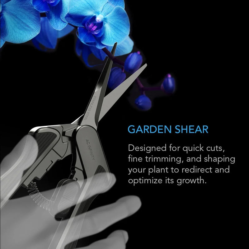 AC Infinity Stainless Steel Pruning Shear With Cleaning Kit, Ergonomic Lightweight - 6.6” Straight Blades