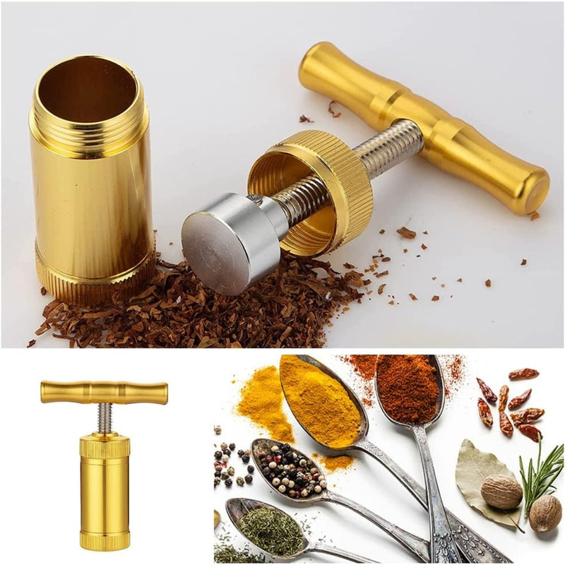 Heavy-Duty T-Handle Pollen Press – Kief Compressor For Herbs & Spices (Gold)