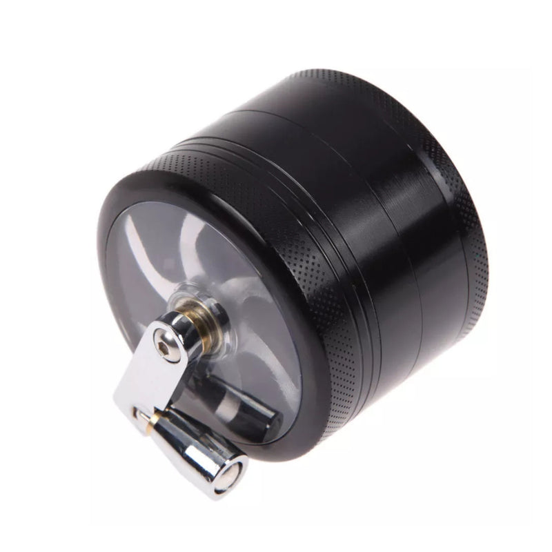 Mini Aluminium Herb GRINDER With Mill Handle Crusher - 4 Piece | 2.5" - Black