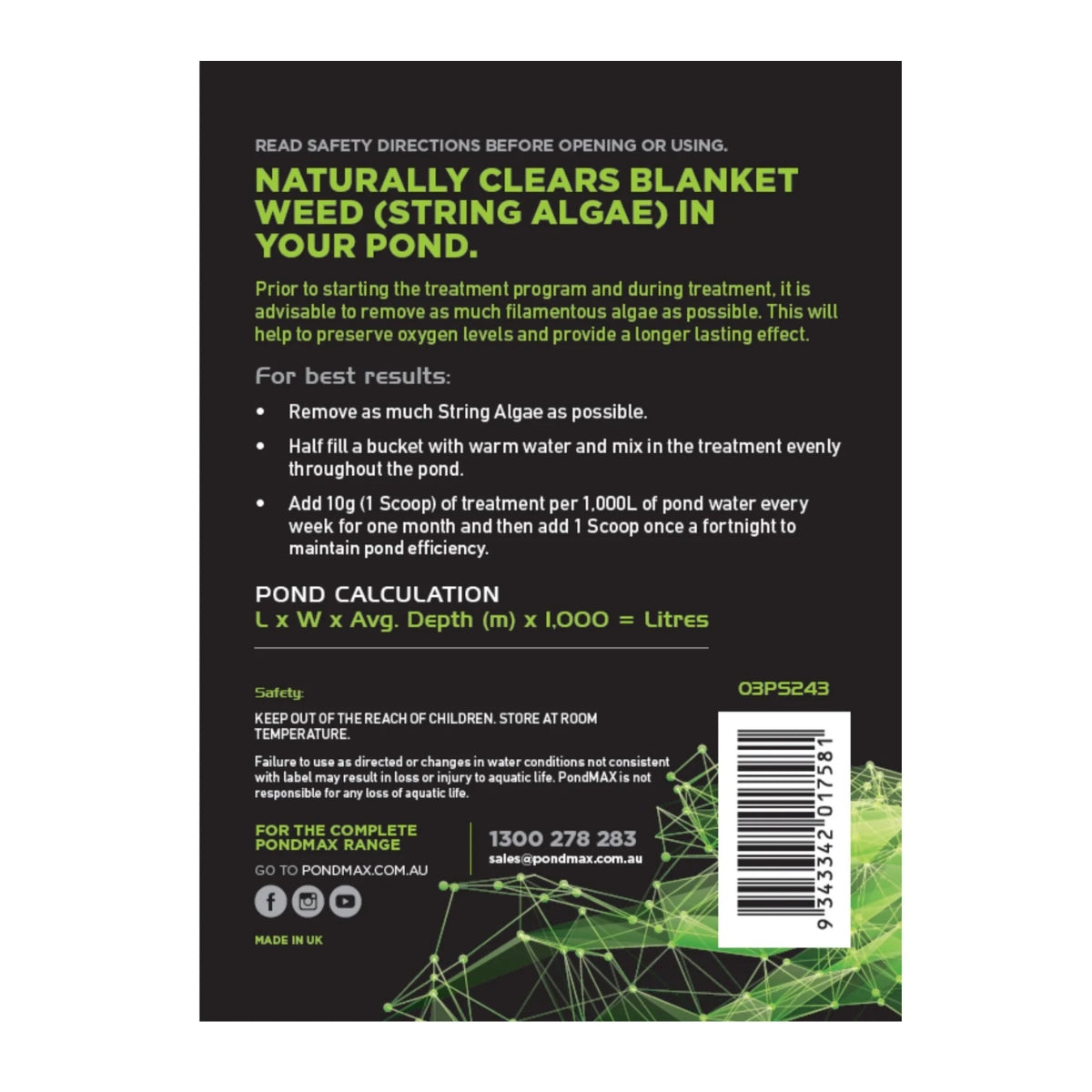 PondMAX String Algae Treatment Powder - 50g