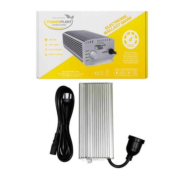 PowerPlant 600W Slimline Digital Ballast – Dimmable 250W / 400W / 600W Grow Light Control
