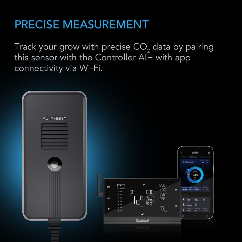 AC Infinity Co2 + Light Sensor For Controller AI+ CO2 Data Tracking, Optimised FAE, Day & Night Scheduling