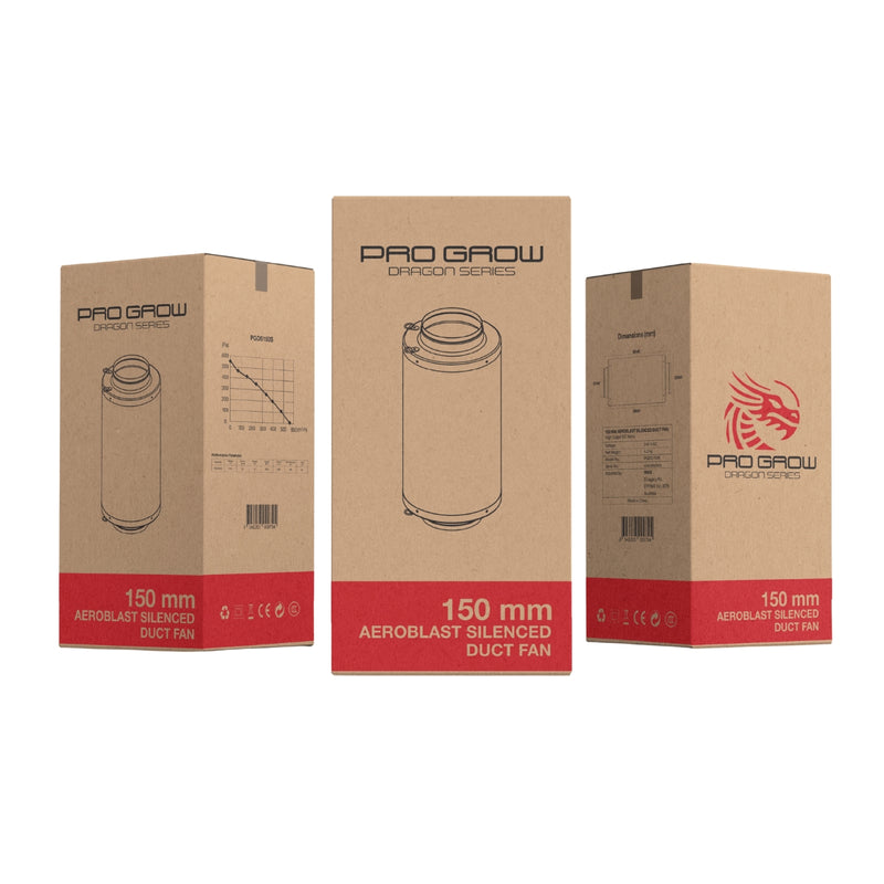 Pro Grow Dragon Series Silenced Inline Fan - 150mm