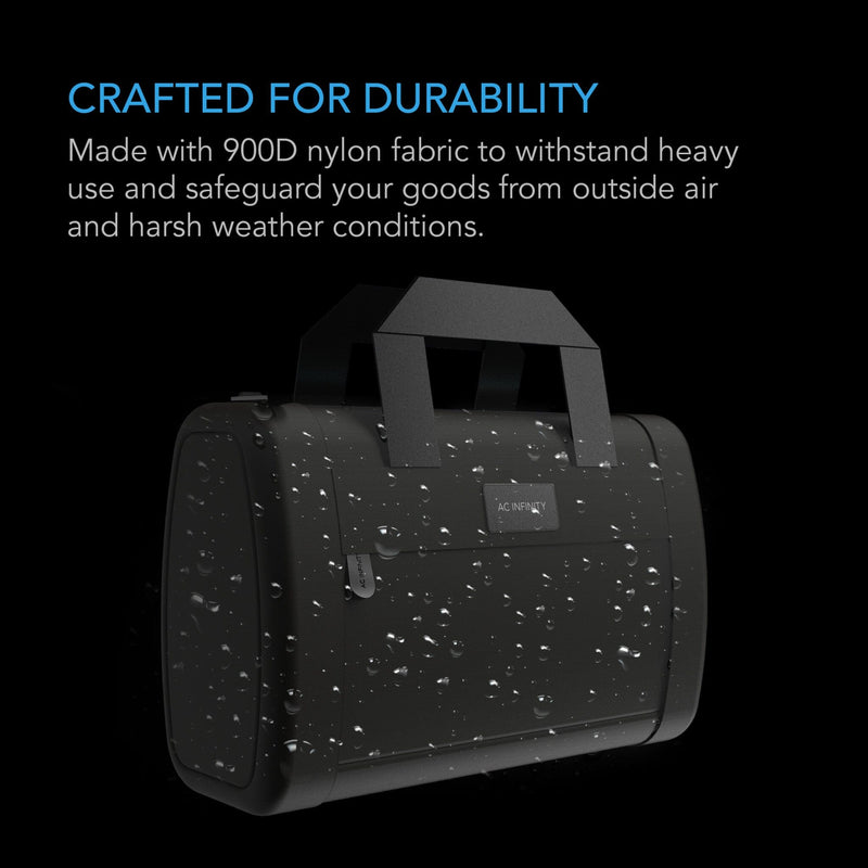 AC Infinity Black Smell Proof HandBag With 900D Nylon Fabric & Carbon Filter Lining