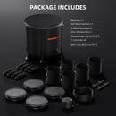 Spider Farmer self-watering system package contents including 50L bucket, pot bases, grow bags and silicone tube