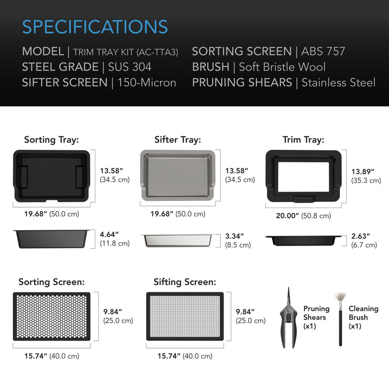 Large Trim Tray System 3-Tray & 2-Screen Kit Interchangeable & Ergonomic Design
