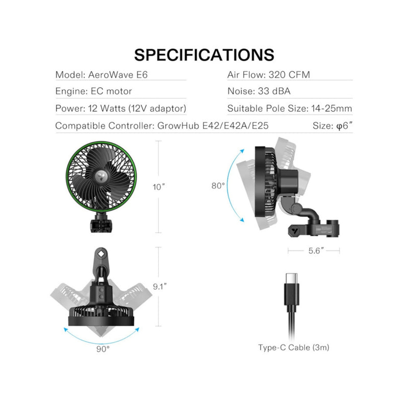 Vivosun E6 6″ Clip On Fan