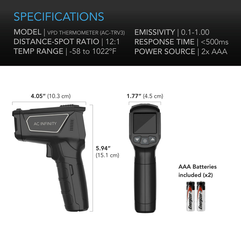 AC Infinity VPD Thermometer Handheld Environmental Monitor, Captures Leaf VPD & Temperature
