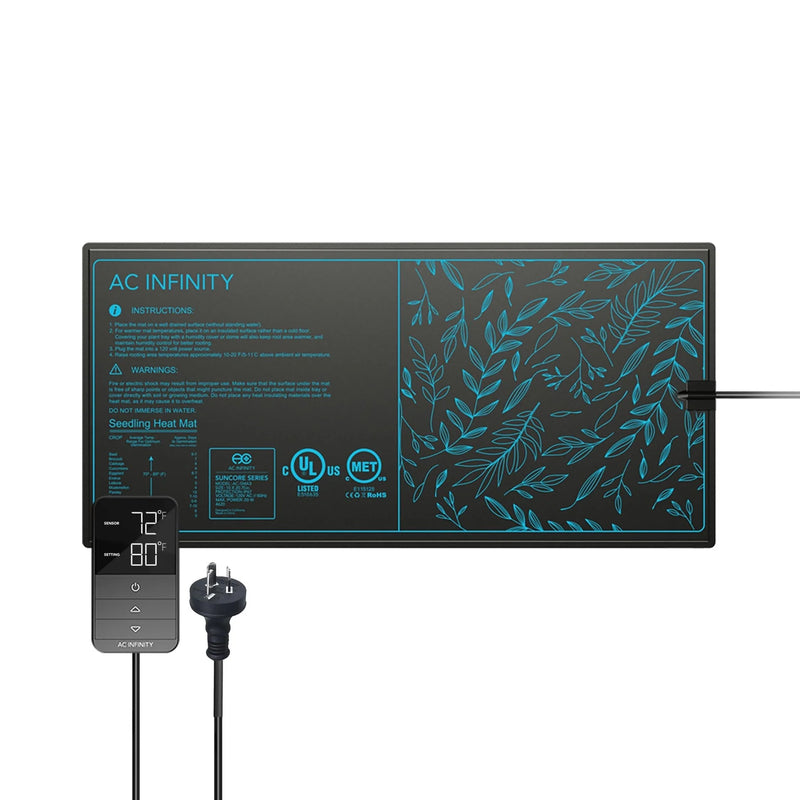 AC Infinity Suncore H3 Seedling Heat Mat With Heat Controller - IP-67 Waterproof 25.4x52.70cm