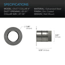 Ducting Collar, 100 mm (4 inch) Galvanised Steel - Quick Bloom Lights