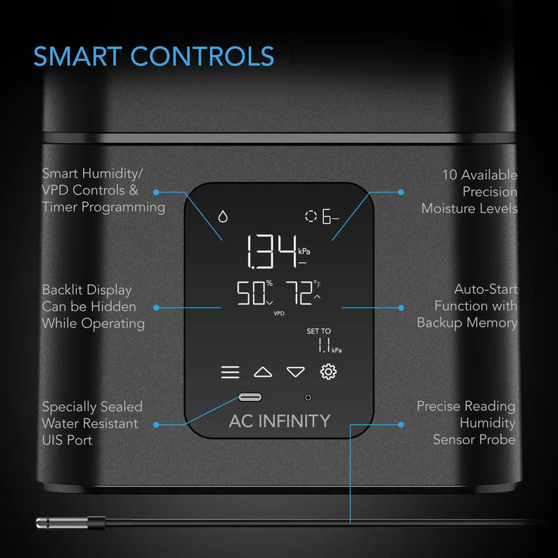 AC Infinity Cloudforge T7 V2 Plant Humidifier - 15L Smart Controls w Targeted Vaporising