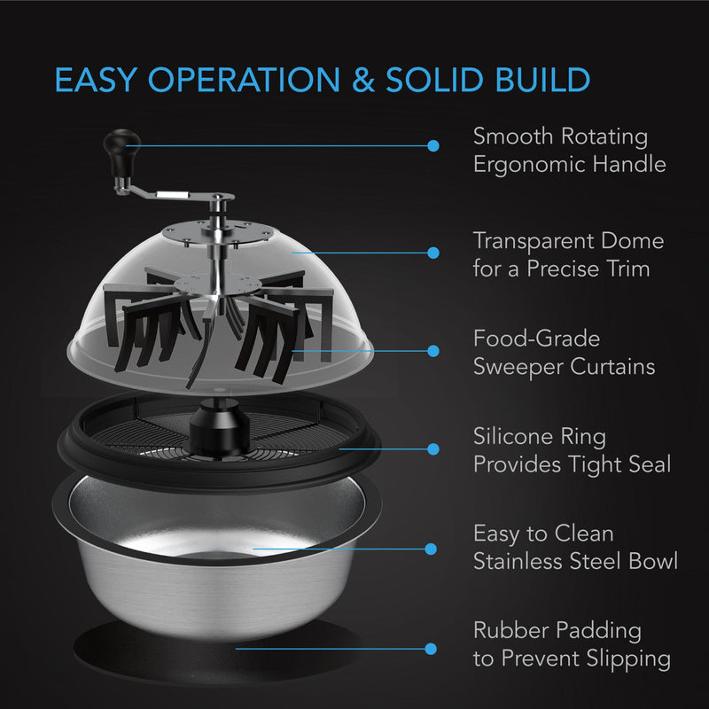 AC Infinity Bud Bowl trimmer, Twist Spin Cut With Clear Visibility Dome Wet Or Dry Product - 19 inch / 48.2cm