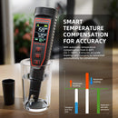 Spider Farmer 5-in-1 pH meter measuring nutrient solution temperature