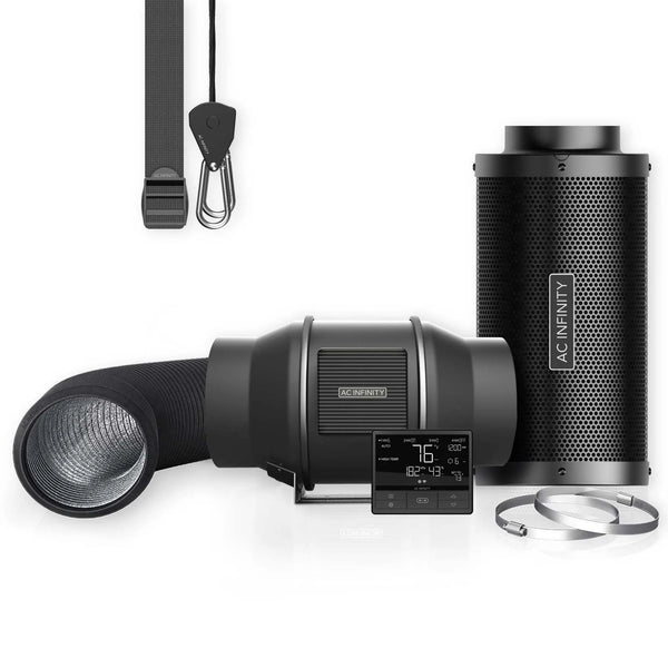 AC Infinity T6 Air Filtration Kit Pro 6 Inch - 150mm Inline Fan With Controller 69PRO, Carbon Filter & Ducting Combo