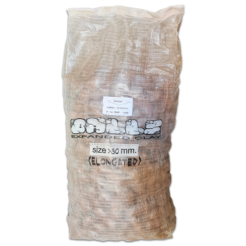 Balls Expanded Clay 30mm Plus Elongated 50 Litre Bag