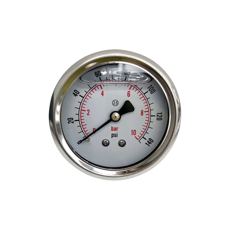 Stainless Steel Pressure Gauge Vacuum - 140 psi Glycerine filled Centre Back Mount