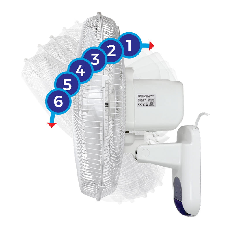 Hydro Breeze - V2 Oscillating 3 Speed Wall Fan - With Remote