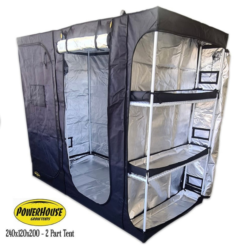 multi chamber grow tent Power-House Baby-Mother-Harvest (2.4 X 1.2 X 2.0M) (2Pcs)